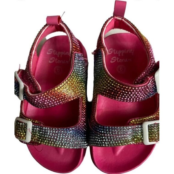 First Steps by Stepping Stones - Multicolor Rhinestones Girls Sandals size 6 - Picture 2 of 5